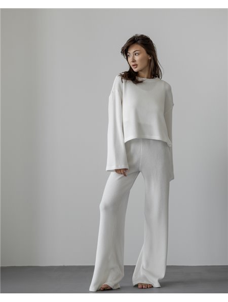 В'язаний костюм-трійка (топ+кофта+штани) "Monica" Білий 4085 QC фото - Luxbikini