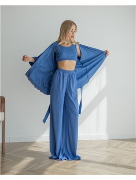 Штани в рубчик Джинсовий 4072 QC фото - Luxbikini