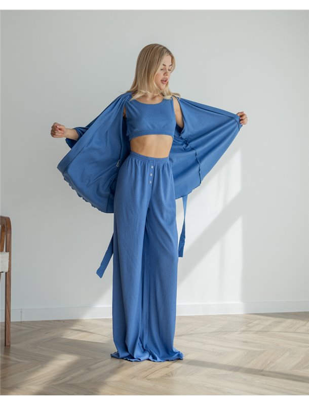 Штани в рубчик Джинсовий 4072 QC фото - Luxbikini