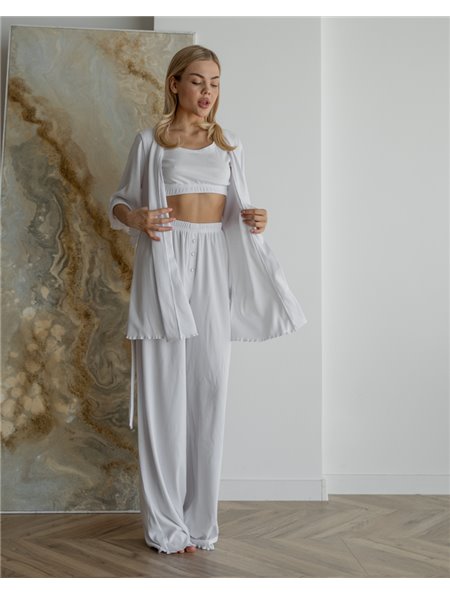 Штани в рубчик Білий 4069 QC фото - Luxbikini