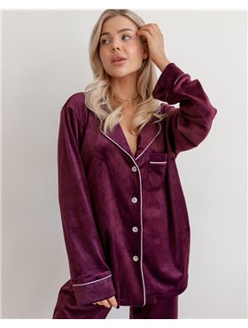 Піжама велюр Jeny на ґудзиках Марсала 3965 QC фото - Luxbikini