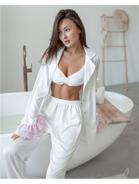 Піжамний костюм-трійка "Volan" (сорочка+бра+штани) Білий 3950 QC фото - Luxbikini