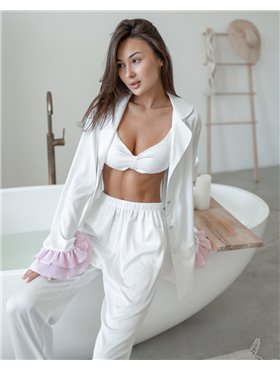 Піжамний костюм-трійка "Volan" (сорочка+бра+штани) Білий 3997 QC фото - Luxbikini