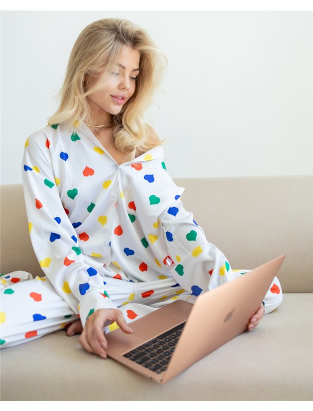 Піжама "Серденько" шовк Армані 3948 QC фото - Luxbikini