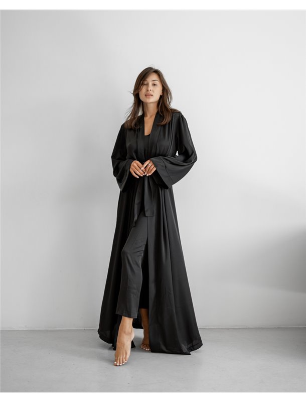 Халат шовк Армані "Anetta" Чорний 3945 QC фото - Luxbikini