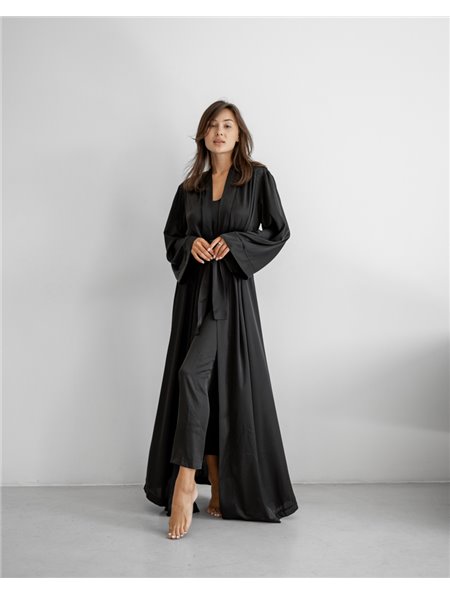 Халат шовк Армані "Anetta" Чорний 4004 QC фото - Luxbikini