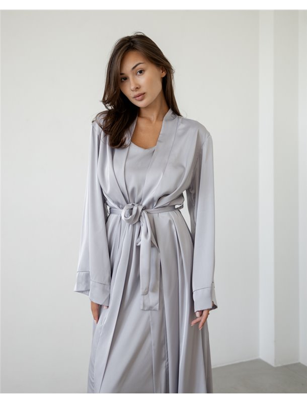Халат шовк Армані "Anetta" Сірий 4008 QC фото - Luxbikini