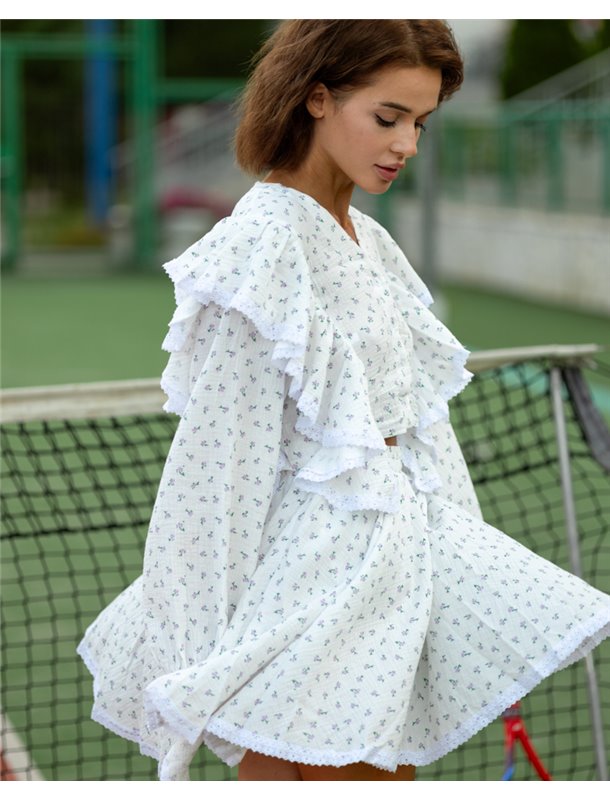 Жіночий костюм (сорочка+спідниця-шорти) "Lexy" Лаванда 3919 QC фото - Luxbikini