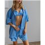 Жіночий костюм-трійка (топ+сорочка+шорти) Monila Блакитний 3907 QC фото - Luxbikini