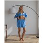 Жіночий костюм-трійка (топ+сорочка+шорти) Monila Блакитний 3907 QC фото - Luxbikini