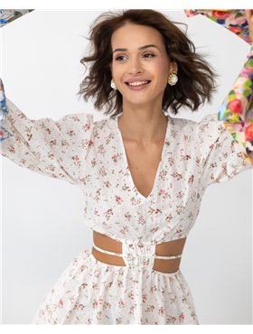 Сукня "Sara" червоні квіти на білому 3897 QC фото - Luxbikini