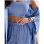 Піжамний костюм трійка з рубчика Dana (халат+топ+шорти) Блакитний 3853 QC фото - Luxbikini