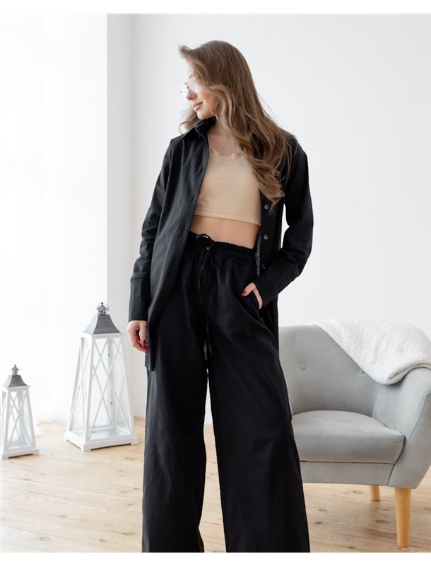 Домашній костюм із льону Gabriel Чорний 3757 QC фото - Luxbikini