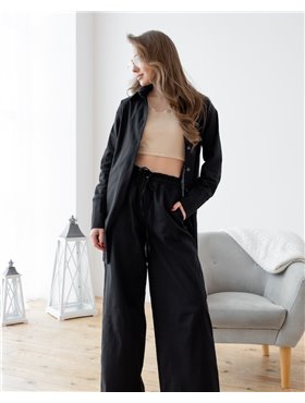 Домашній костюм із льону Gabriel Чорний 3758 QC фото - Luxbikini