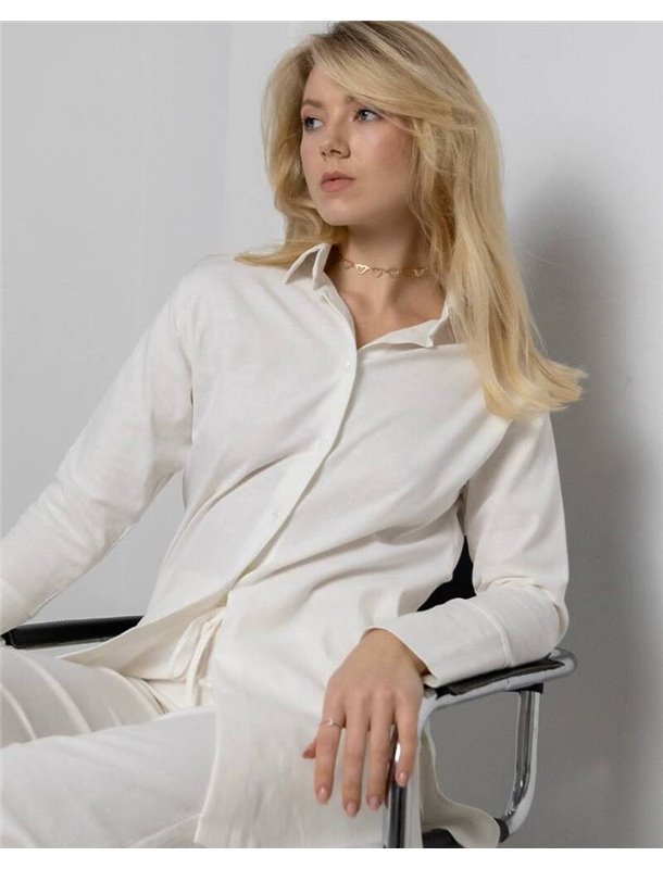 Домашній костюм із льону Gabriel Білий 3748 QC фото - Luxbikini