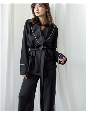 Костюм в піжамному стилі "Estelle" Чорний 3738 QC фото - Luxbikini