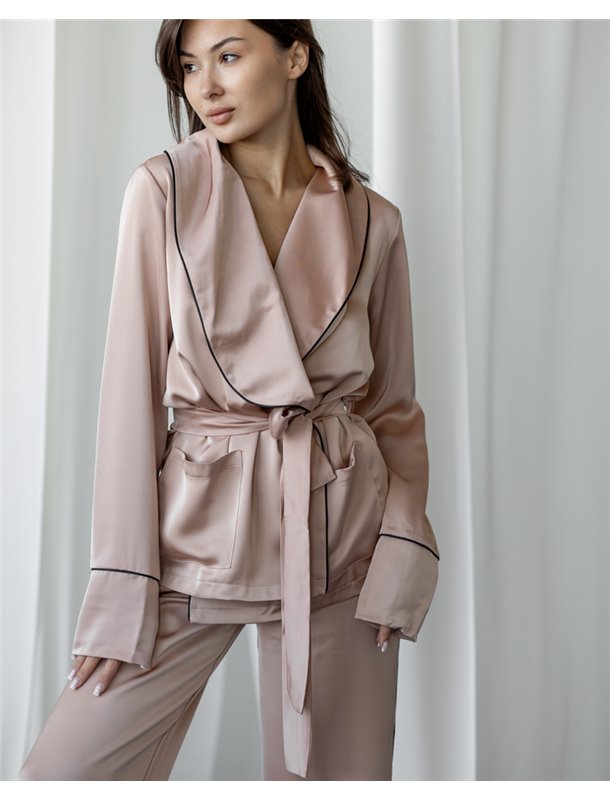 Костюм в піжамному стилі "Estelle" Пудровий 3732 QC фото - Luxbikini