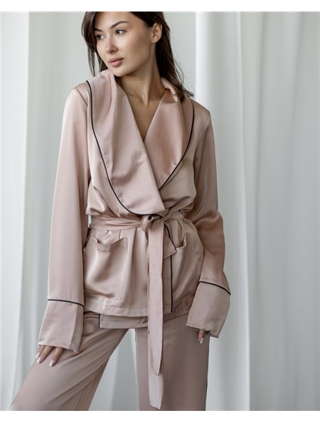 Костюм в піжамному стилі "Estelle" Пудровий 3732 QC фото - Luxbikini