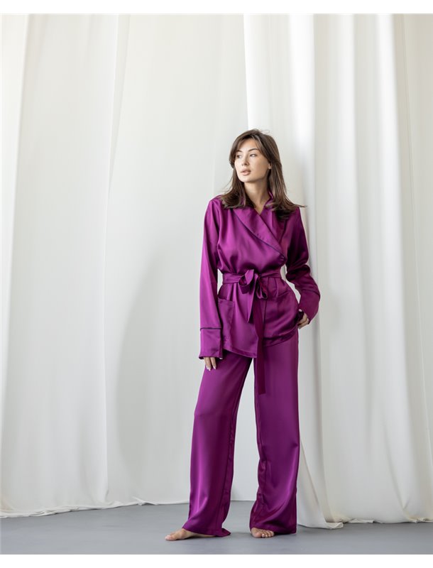 Костюм в піжамному стилі "Estelle" Марсаловий 3728 QC фото - Luxbikini