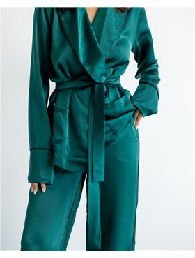 Костюм в піжамному стилі "Estelle" Смарагдовий 3726 QC фото - Luxbikini