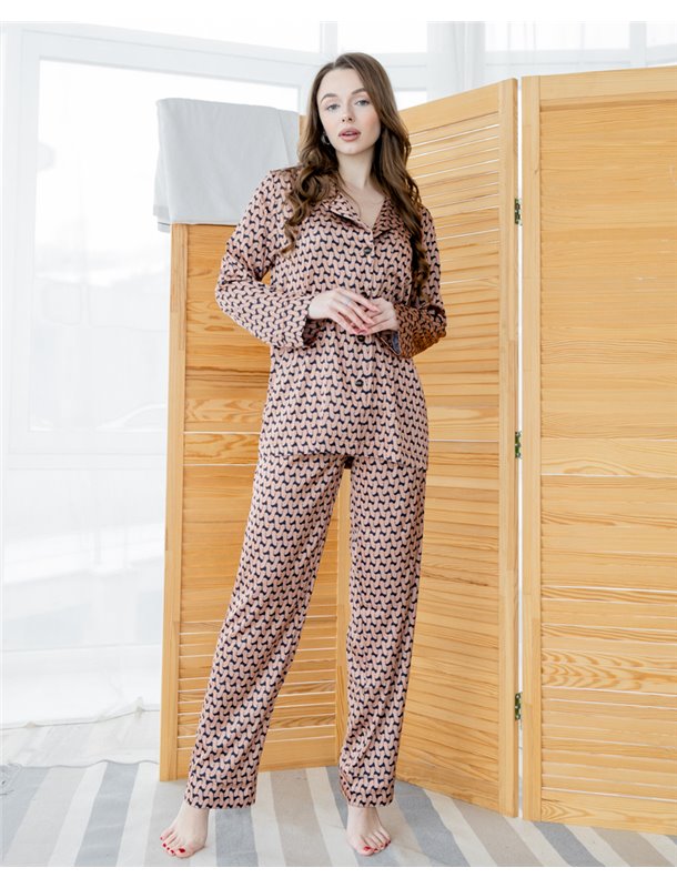 Піжама шовк Армані Коричневий 3723 QC фото - Luxbikini