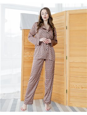 Піжама шовк Армані Коричневий 3724 QC фото - Luxbikini