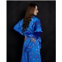 Піжама шовк Армані Італія преміум-класу Flowers Синій 3717 QC фото - Luxbikini