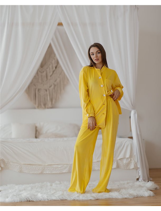 Домашній костюм велюр "Emma" жовтий 3620 QC фото - Luxbikini