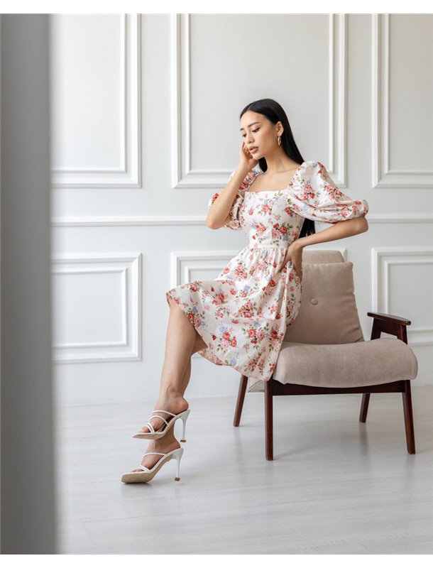 Сукня "Isabella" пудровий червоні квіти 3476 QC фото - Luxbikini