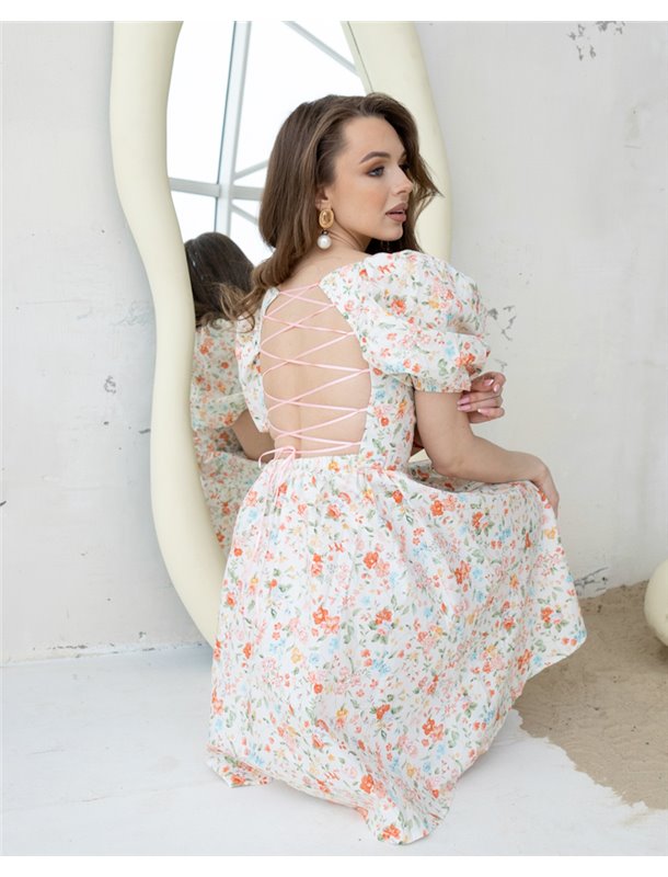 Сукня "Isabella" білий коралові квіти 3472 QC фото - Luxbikini