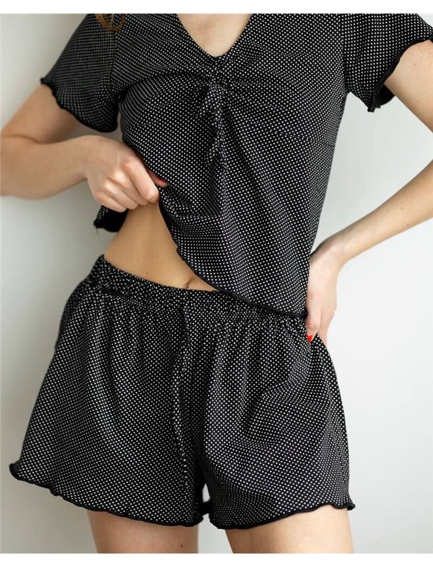 Піжама "Flowers" чорно-білий горох 3424 QC фото - Luxbikini