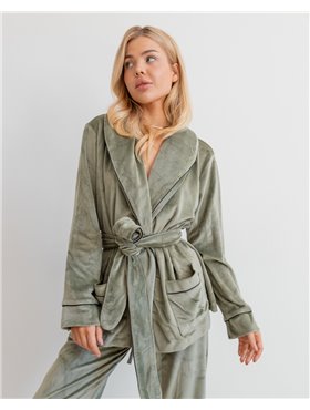 Піжама велюр Eva на запах Фісташковий 2889 QC фото - Luxbikini