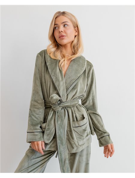 Піжама велюр Eva на запах Фісташковий 2889 QC фото - Luxbikini