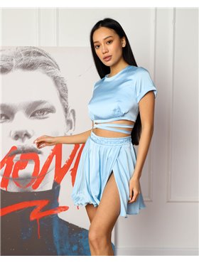 Костюм з Шовку Армані (спідниця + топ) "Xena" Блакитний 2669 QC фото - Luxbikini