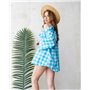 Домашній костюм Бавовна "Edda" (Шорти + сорочка + бра) Блакитний 2512 QC фото - Luxbikini