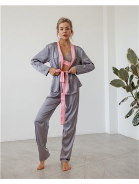 Піжамний костюм трійка Suzanne Сірий 2282 QC фото - Luxbikini