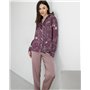 Домашній костюм з шовку Carmen на ґудзиках Сливовий 2229 QC фото - Luxbikini