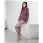 Домашній костюм з шовку Carmen на ґудзиках Сливовий 2231 QC фото - Luxbikini