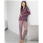 Домашній костюм з шовку Carmen на ґудзиках Сливовий 2231 QC фото - Luxbikini