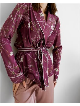 Домашній костюм з шовку Carmen Сливовий 2226 QC фото - Luxbikini