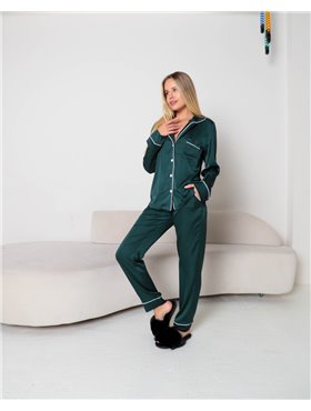 Піжама шовк Армані Jesika Смарагдовий 2487 QC фото - Luxbikini