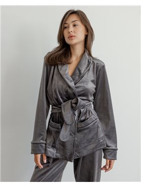 Піжама велюр Eva на запах Сірий 2006 QC фото - Luxbikini