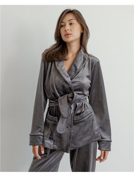 Піжама велюр Eva на запах Сірий 2006 QC фото - Luxbikini