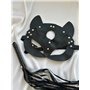 Комплект шкіряний маска кішки та флогер AS1082 Ghazel фото - Luxbikini