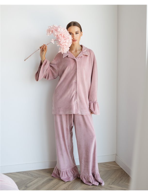 Домашній костюм "Capri" тканина велюр Пудра 4931 QC фото - Luxbikini