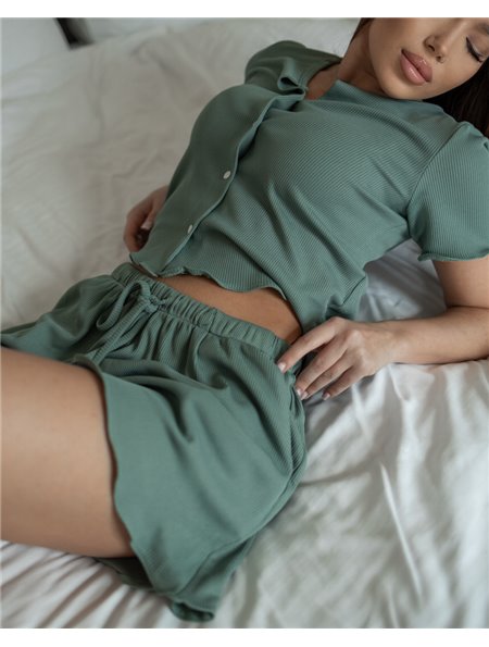 Піжамний костюм "Selena" (тканина: вафельний трикотаж) Зелений 4299 QC фото - Luxbikini