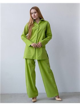 Домашній костюм із льону Gabriel Салатовий 3750 QC фото - Luxbikini