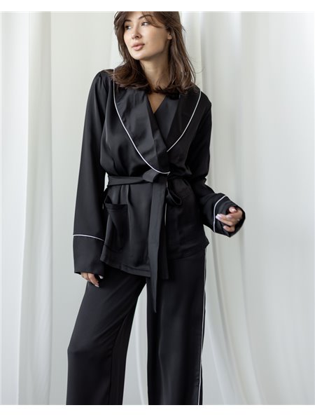 Костюм в піжамному стилі "Estelle" Чорний 3737 QC фото - Luxbikini