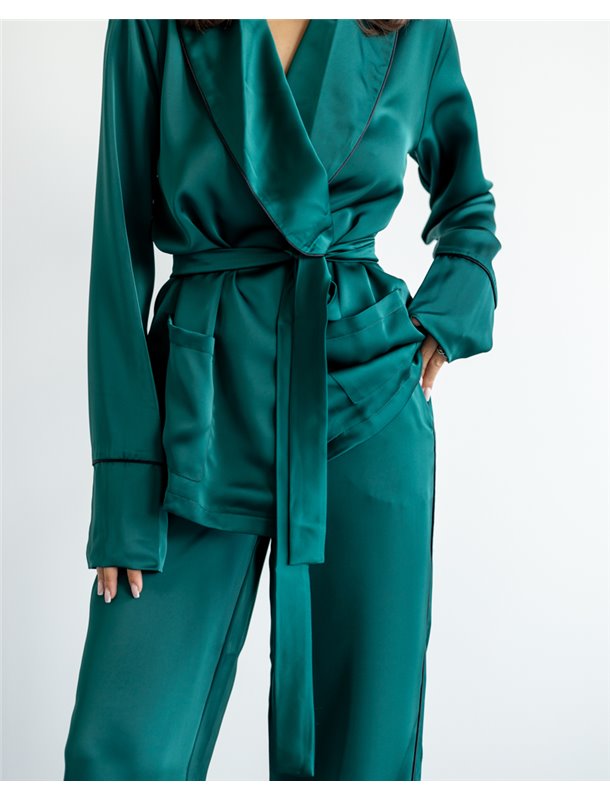 Костюм в піжамному стилі "Estelle" Смарагдовий 3726 QC фото - Luxbikini