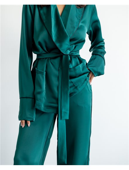 Костюм в піжамному стилі "Estelle" Смарагдовий 3726 QC фото - Luxbikini